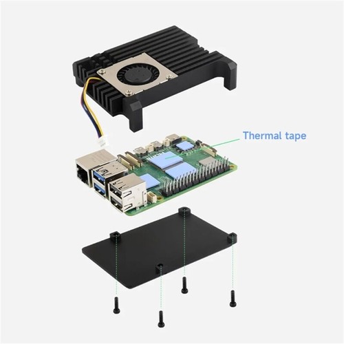 Efficient Cooling Case with PWM Fan for Raspberry 5 for Home Automation - Afbeelding 5 van 8