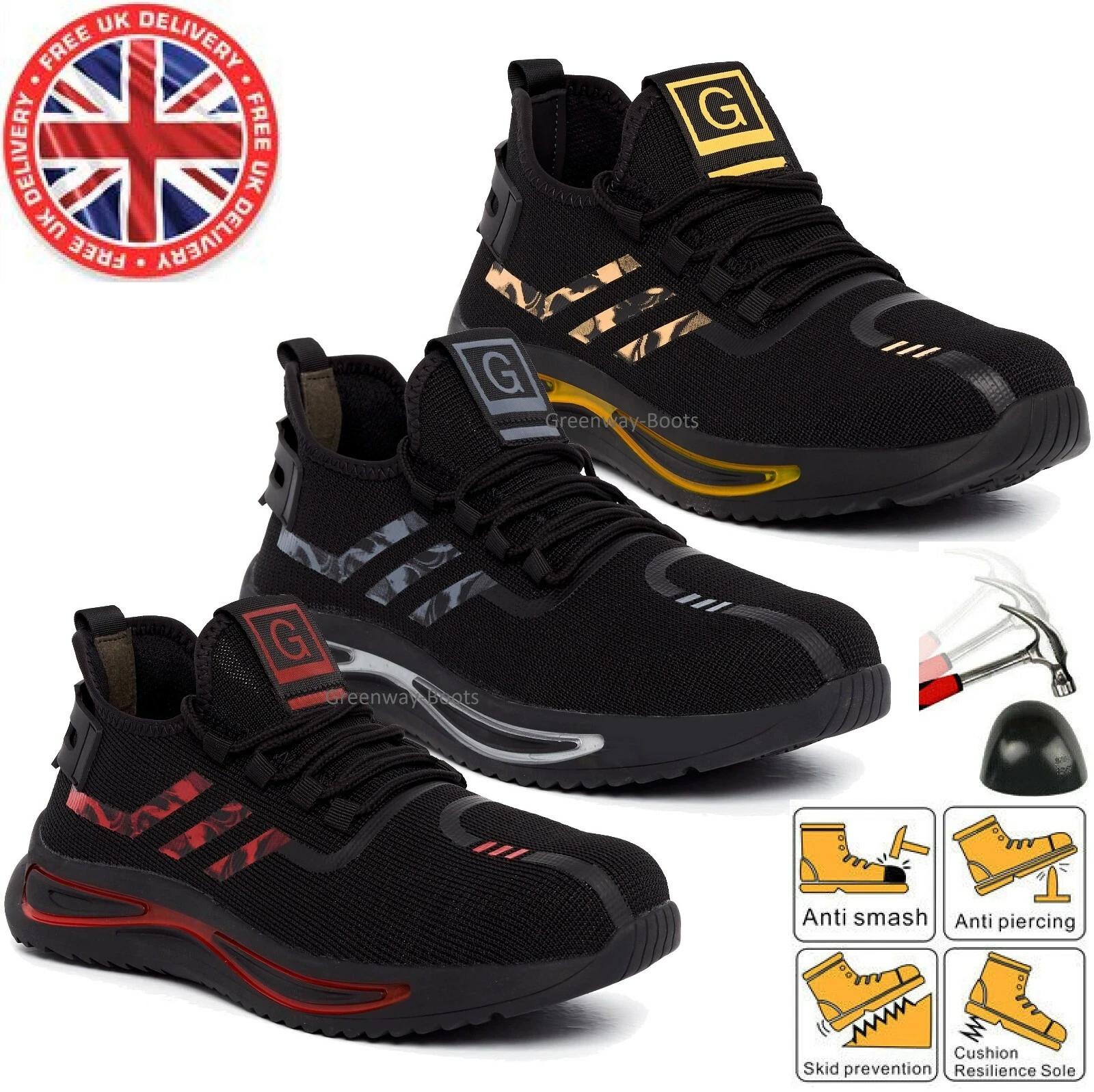 Mens Women Steel Toe Cap Work Boots ESD Hiking Breathable Trainer Safety Shoe Sz