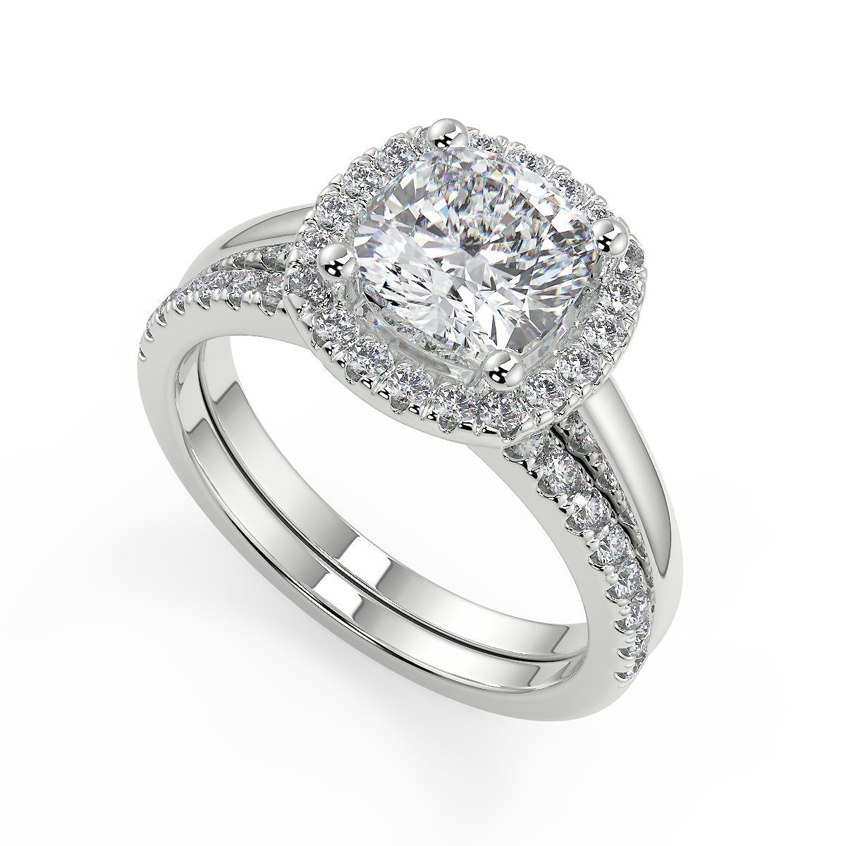 1.25 Ct Cushion Cut Halo Diamond Engagement Ring I1 E Treated