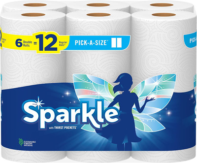  Kitchen Household Clean-Up Paper Towels Bulk 6 Double Rolls = 12 Regular Rolls