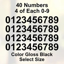 0 - 9 Number Decals Color: Black - Select Size - 40 Stickers 4 of Each Number