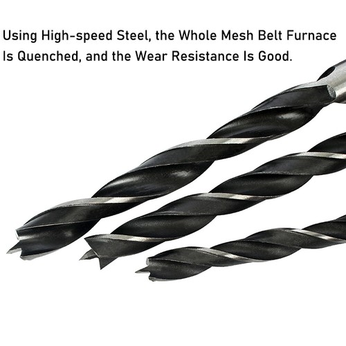 HSS Long Wood Drill Bits Set 1.5mm-10mm Brad Point Hex Shank Auger And Flat Bits - Picture 4 of 29