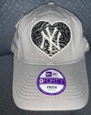 JUSTICE YANKEES BASEBALL CAP YOUTH ADJUST NEW ERA ZEBRA/CHEETAH HEART