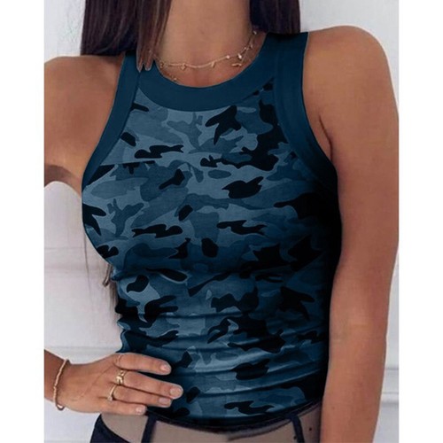 Women Sexy Summer Camouflage Tops T-shirts Camisole Vest Tank Tube Slim Jogging - Picture 9 of 17