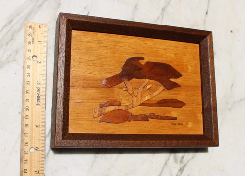 Vintage Wood Marquetry Inlay Picture Cypress Tree Carmel, California by Alko - Picture 11 of 14