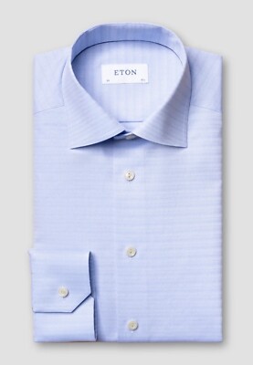 Eton blaues Brokat Hemd - 15,5'' / Medium - moderne Passform - UVP £170 neu mit Etikett