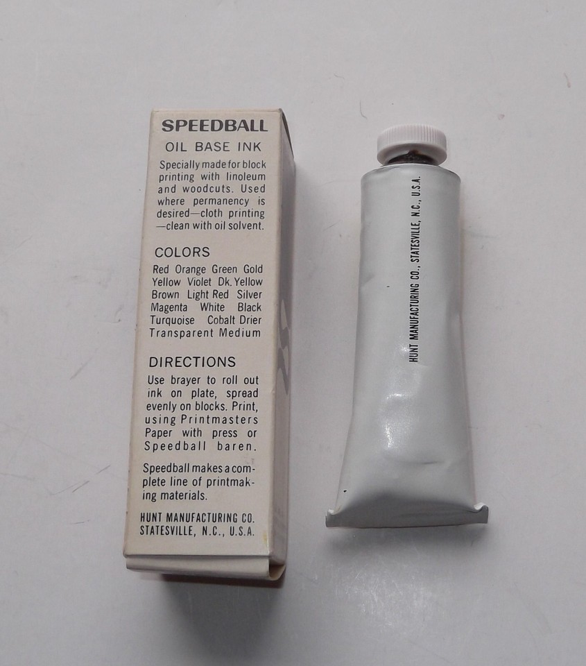Lot De 12 Encres D'impression Speedball - Base Huile - Tubes Métal 1 Oz - Vintage USA 1940-50