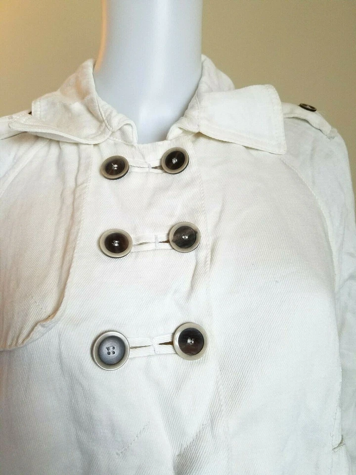 AUTÉNTICO DISFRAZ NACIONAL ABRIGO GUISANTE LINO DOBLE BOTONADURA BLANCO TALLA 44 Foto 3 de 4