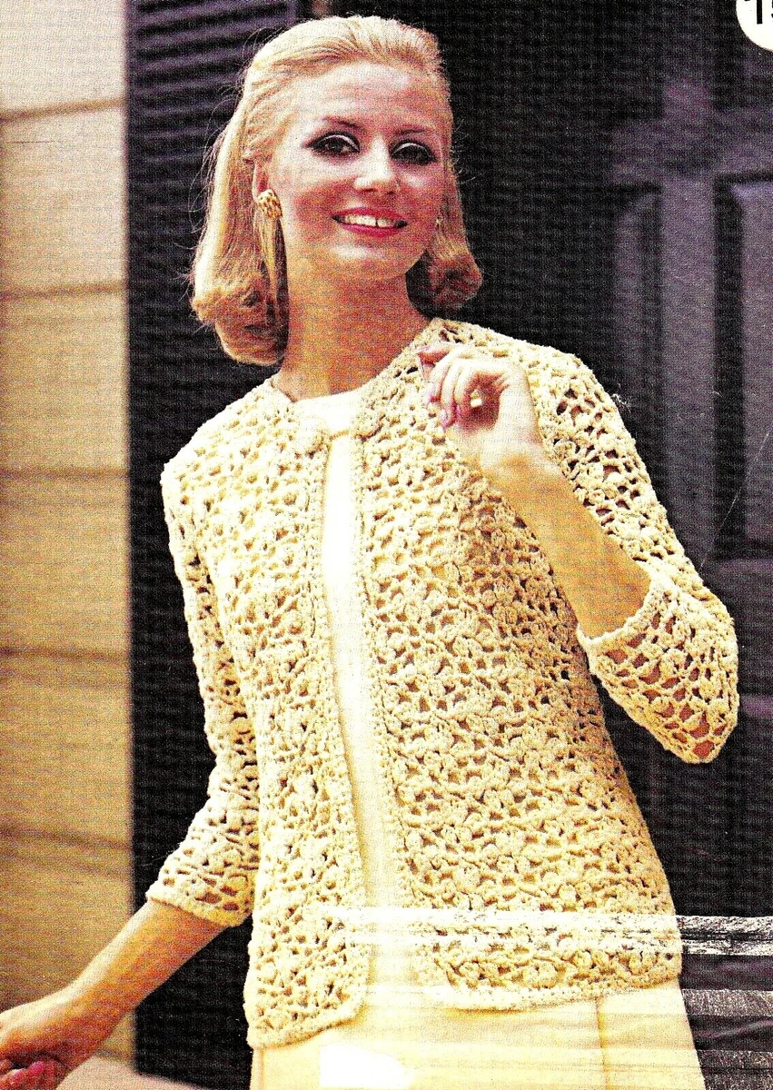 VINTAGE Lacy Jacket in Crochet Crochet Pattern INSTRUCTIONS ONLY