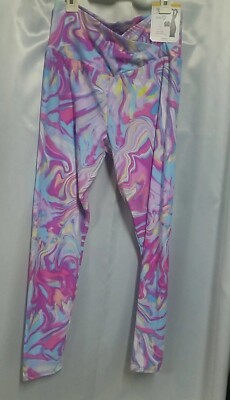 New Nobo Crossover High Rise Leggings Multicolor Pastel Swirl Juniors' L (11/13)