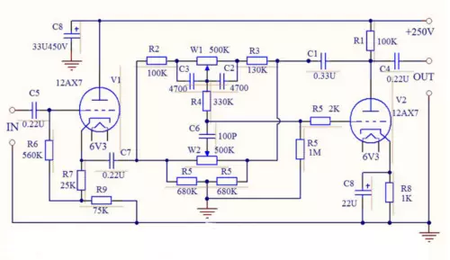 Dual Channel 12AX7 Baxandall Vacuum Tube Tone Board Type Low Distortion Adjust - Picture 4 of 5