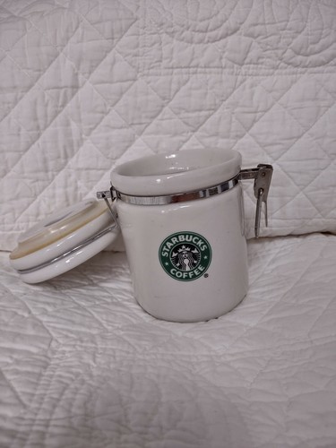 Starbucks 2007 Ceramic Coffee Tea Locking Lid Storage Canister Mermaid Small - Picture 9 of 10