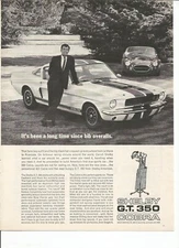 1966  Ford Shelby G.T. 350 Mustang print ad:  "It's been a long time since bib..