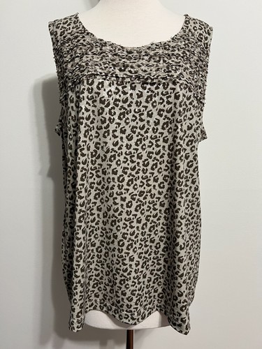 CHICO'S TRAVELERS Cami ärmelloses Top taupe braun silber Tierdruck Gr. 3 neu ohne Etikett