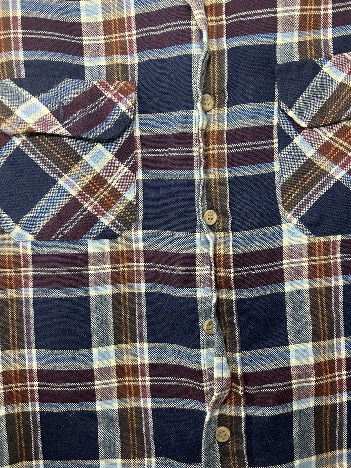 Xadrez masculino SEARS vintage década de 1960 manga longa acrílico flanela altura média 15-15,5 - Imagem 2 de 4