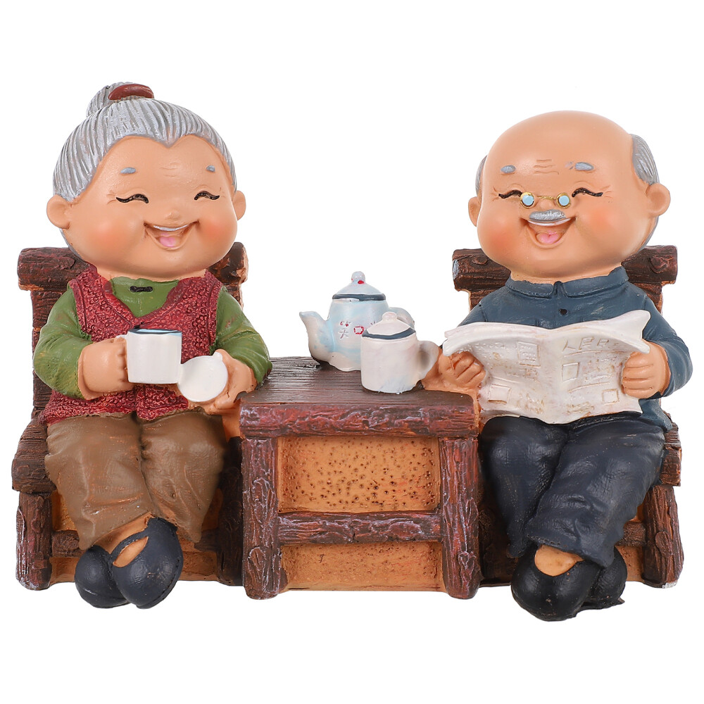 Elderly Couple Figurines Elderly Couple Resin Couple Statues Sculptures