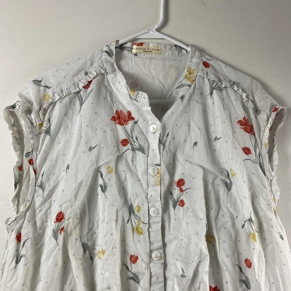 Camisa túnica Wayward Fancies eShakti personalizada blanca con estampado floral para mujer talla XL Foto 2 de 4