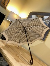 Vintage Christian Dior Brown Logo Monogram Trotter Umbrella Tomas Automatic 60  s