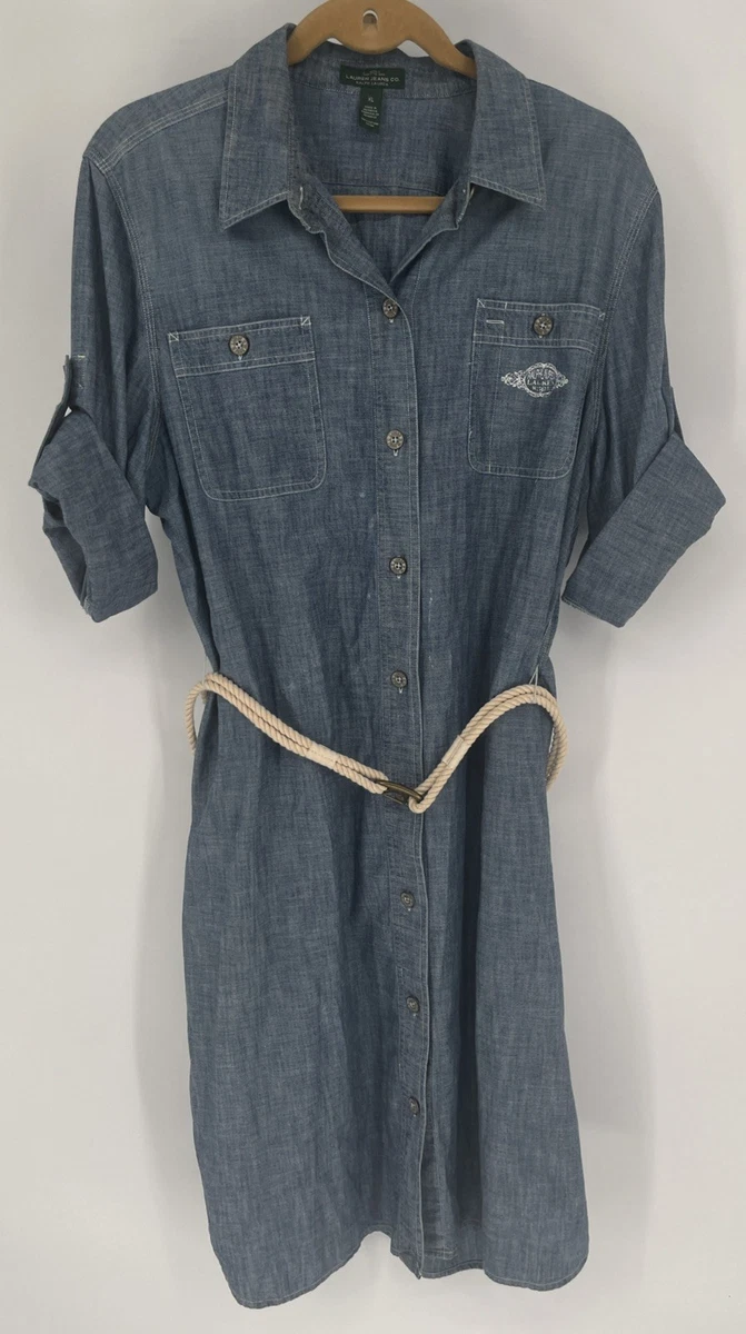 ebay denim shirt dress Bit and Bridle Denim Belted Mini Shirt Dress/ Tunic Blue Size Small