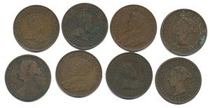 CANADA MIXED YEARS LARGE CENTS: LOT of 8