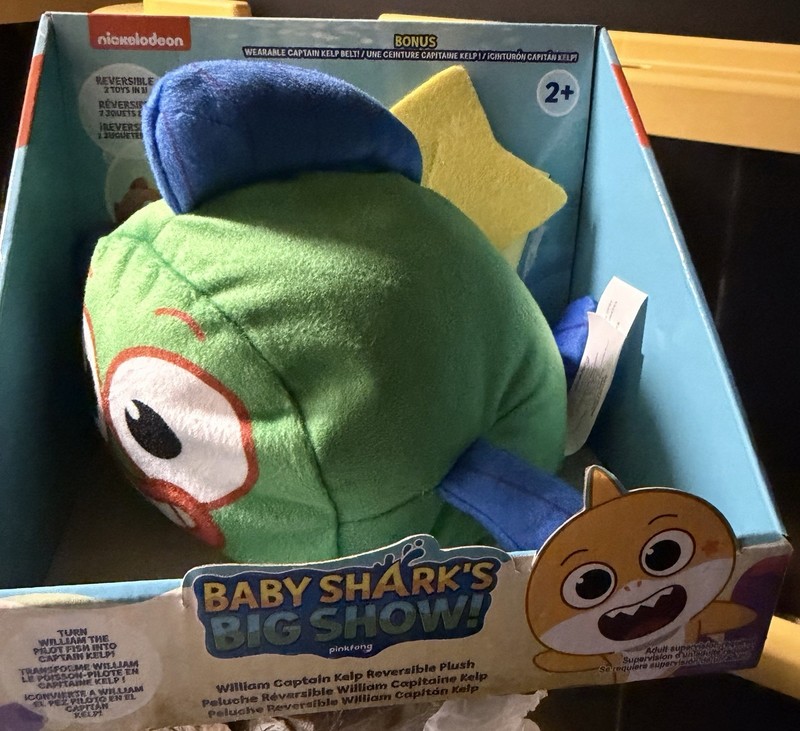 Baby Shark William Plush 8" Fin Friend Green Captain Kelp Reversible nickelodeon