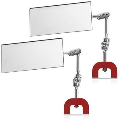 2 Pcs Rectangular Inspection Mirrors Magnetic Base Welding Mirror 4'' X 2'' Magnet