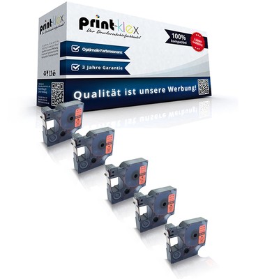 5x Office Schriftbänder für Dymo 45017 S0720570 12mm Kassetten-Drucker Pro Serie