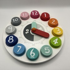 Early Learning Centre Wooden Teaching Clock Chalkboard Back Color Match Blocks