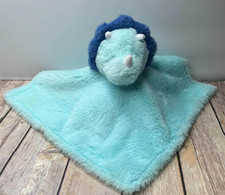 PARENT'S CHOICE blue plush dino triceratop security blanket lovey satin Dinosaur