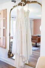 Wedding Dress &  Veil, Size 10, Preowned, Glitter, 3D Floral (STYLE # MS251276)