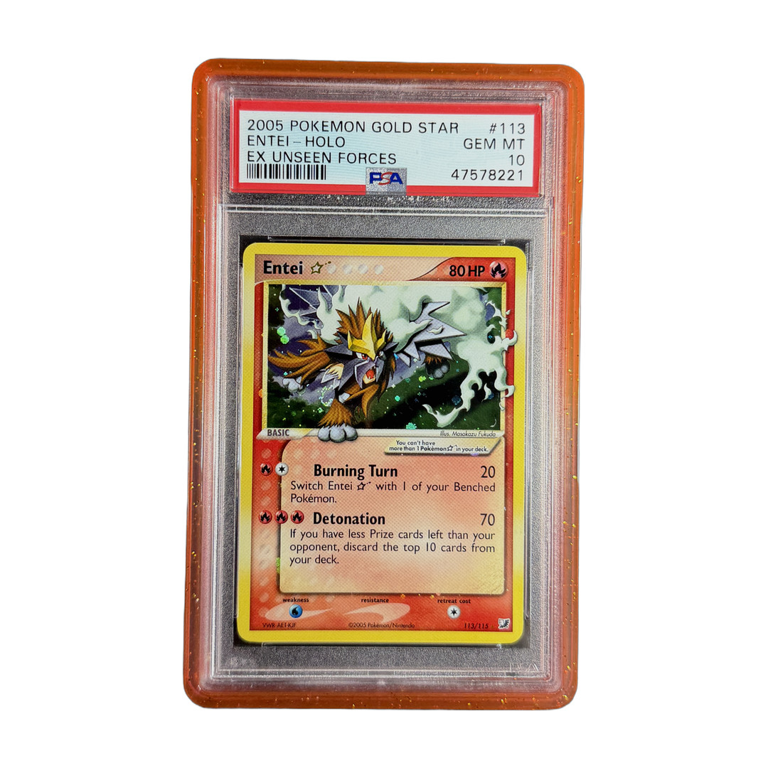Pokemon Gold Star Entei 113 EX Unseen Forces 2005 PSA 10 GEM MINT *SWIRL*