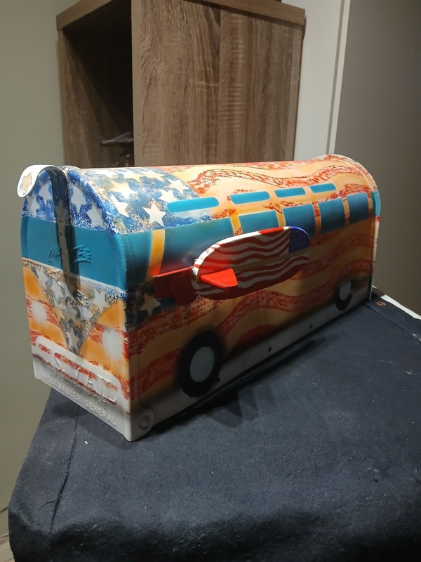 Mailbox U.S Flag VW surfer Bus