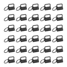 30 Pcs Key Fob Hardware, 1in 26mm with Key Rings for Lanyards, Glossy Black