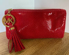 Borsa cosmetica Michael Kors per Estee Lauder rossa finta pelle di serpente texture nappa zip