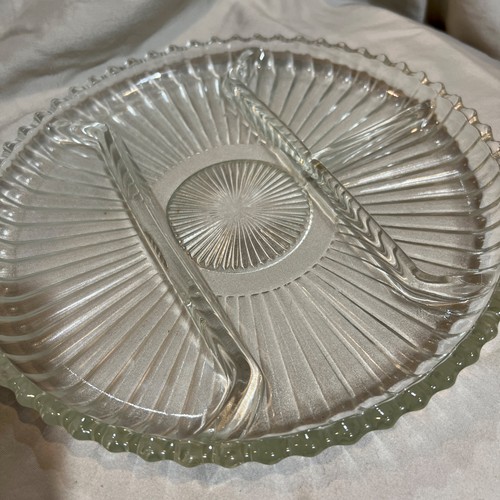 Vintage 10” Colonial  Clear Glass 4 Part Divided Relish Tray - Picture 2 of 3