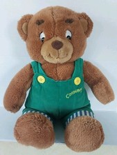 Vintage 1996 Eden CORDUROY 16  Brown Teddy Bear Green Overalls - Stufffed Plush