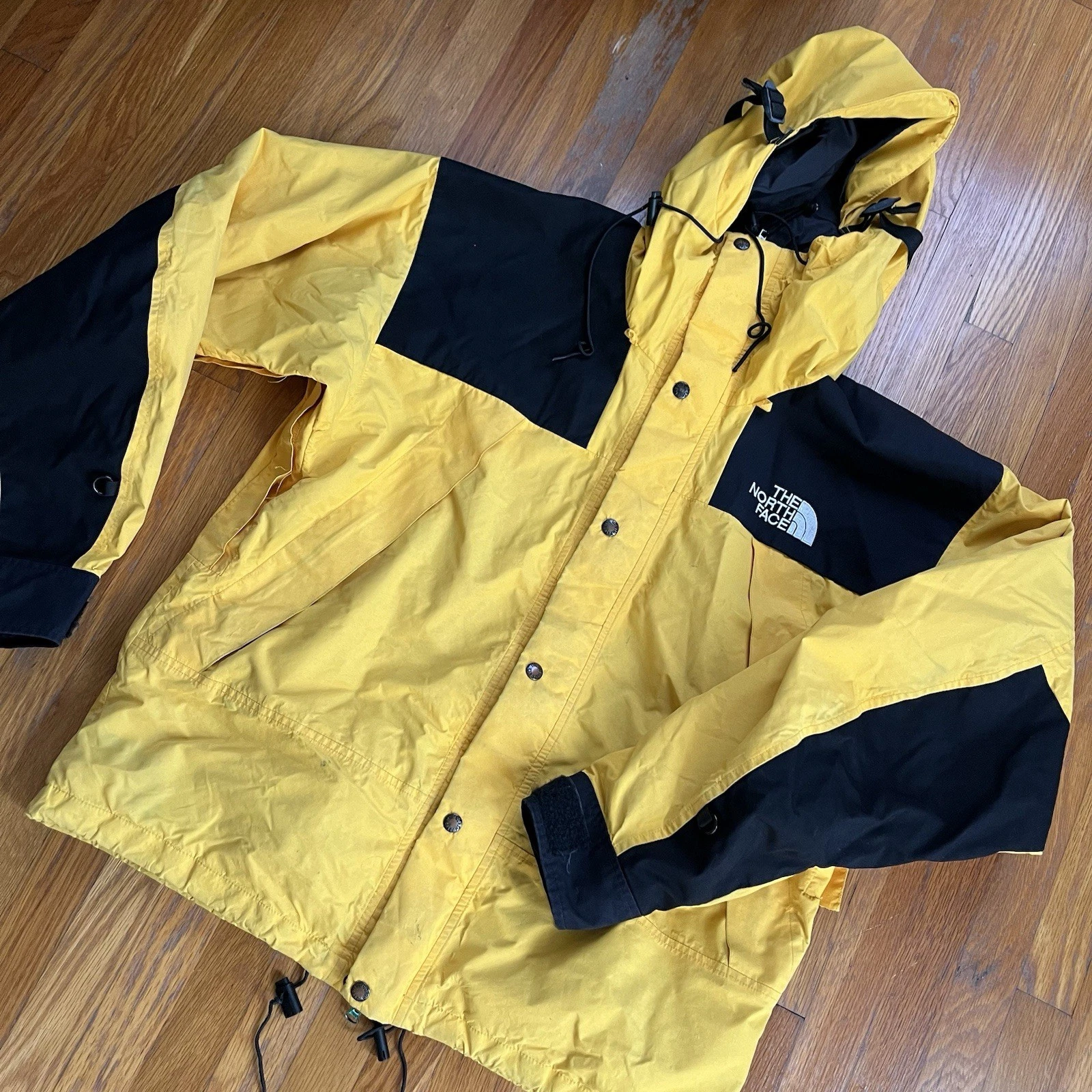 Vtg North Face Mountain Jacket Shell 1990s Yellow Original - Size Large