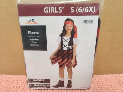 Way To Celebrate ''Pirate'' Halloween Costume Female Pirate Girls Sz S 6/6X NEW