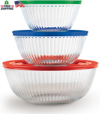 Pyrex Sculpted (3-Pack) Glass Mixing Bowls Se...