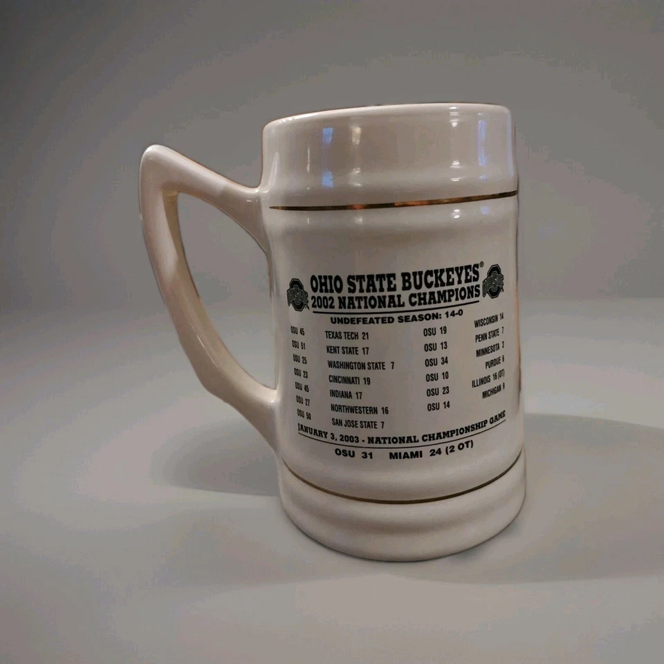 Taza OSU Ohio State Buckeyes 2002 NATIONAL CHAMPIONS 24 OZ Beer Stein usada en excelente estado Foto 3 de 4