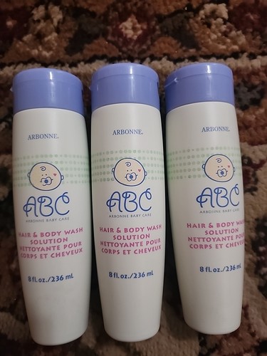 Lot Of 3 Arbonne ABC Baby Care Body Hair & Body Wash 8 oz 236 ml each. Brand New