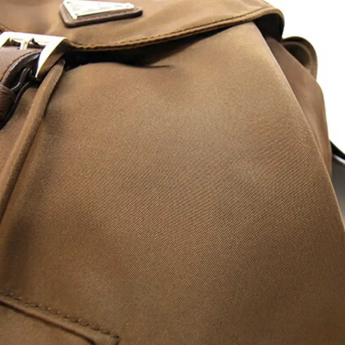 Prada brown nylon leather triangle backpack - image 6