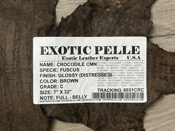 Low Grade Brown Caiman Crocodile belly Hide Leather Skin real alligator Croc 851