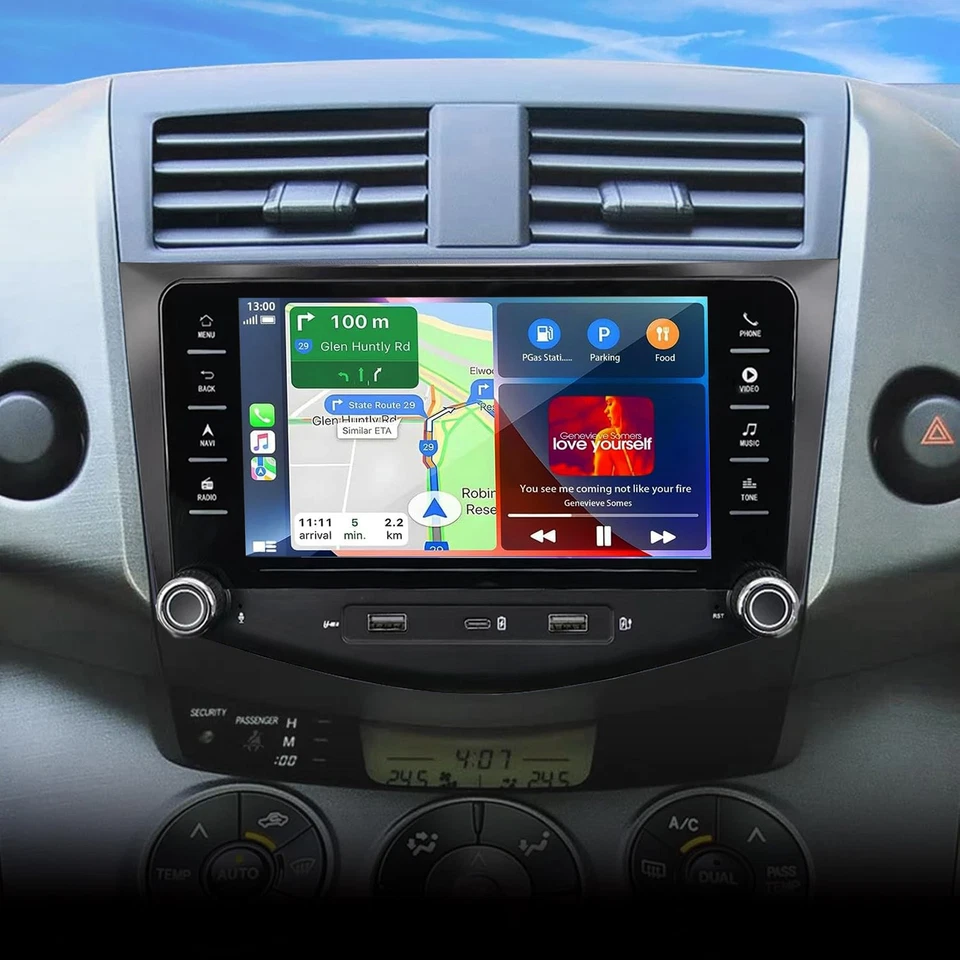 Für Toyota RAV4 2007-2012 Android 14 Carplay Autoradio GPS WIFI Havigation + Kam - Bild 2 von 4