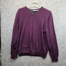 Calvin Klein Men's Dark Purple Extra Fine Merino Wool Long Sleeve Sweater Size L