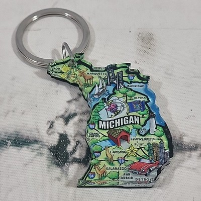 Michigan Keychain State Map Shaped Acrylic Travel Souvenir