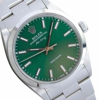 Rolex Air-King 14000  34mm Green Dial Smooth Bezel Oyster Watch w/ Box & Paper
