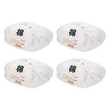 Cotton Yarn, Soft Knitting Yarn 4 Packages of 200g/7.05oz/ White/Purple