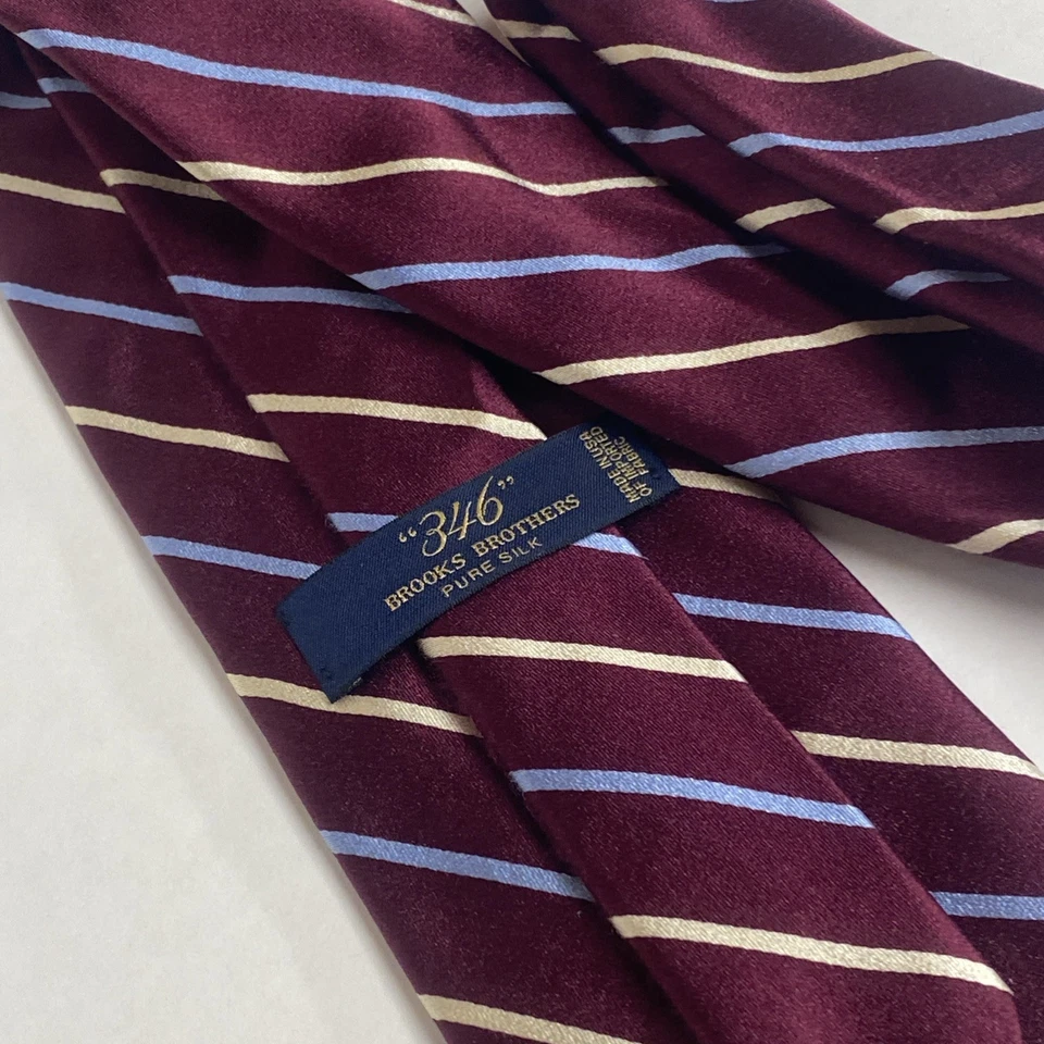 Corbata a rayas Brooks Brothers 346 seda roja blanca y azul hecha en EE. UU. G3 Foto 2 de 4