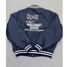 Vintage Swingster Satin Bomber Jacket Mens XL Navy Made in USA Workwear